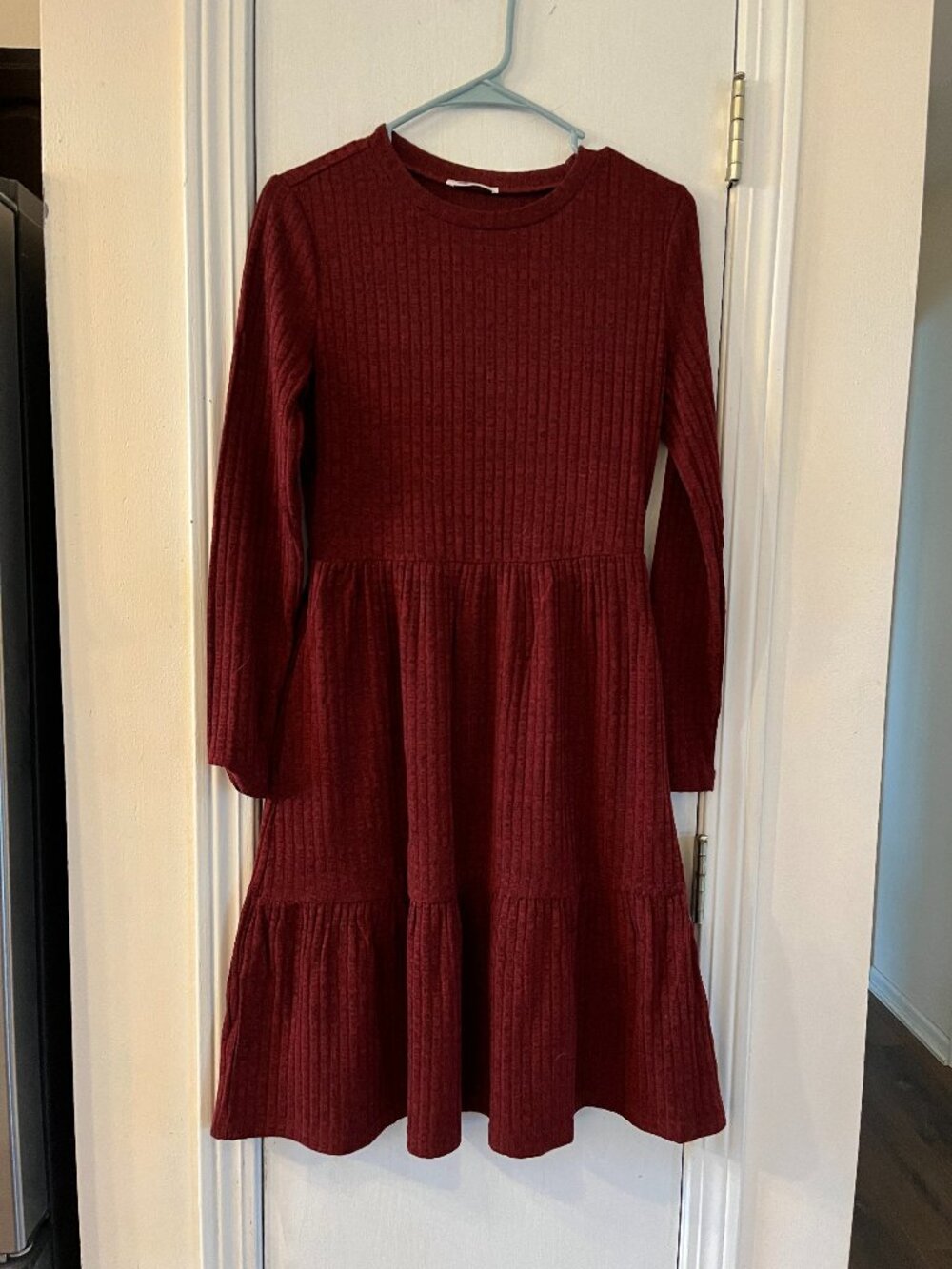 Zeagoo Burgundy Tiered Dress